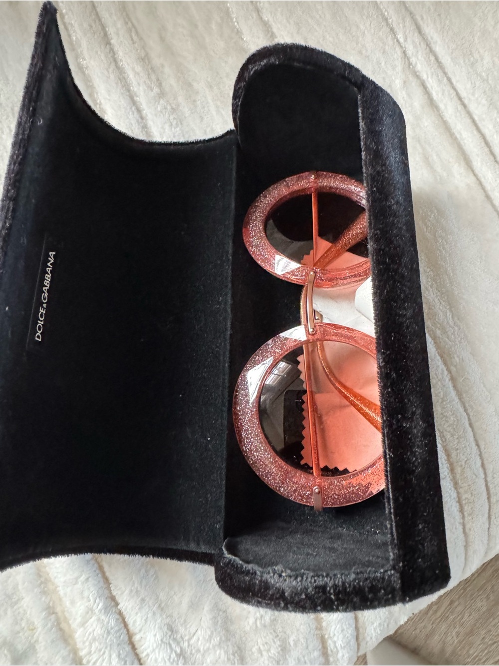 Dolce & Gabbana Glitter Round Pink Sunglasses
